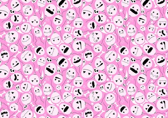 Cartoon festive season Halloween balloons with skulls pattern for wrapping paper and fabrics and linens