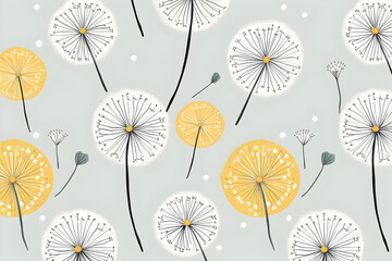 gray dandelion seamless pattern illustration
