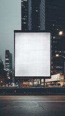 A Blank White Billboard on a City Street Generative AI