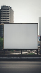 A Blank White Billboard on a City Street Generative AI
