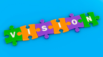 Vision from colored puzzles, 3D rendering