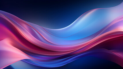 Obraz premium Abstract blue and purple liquid wavy shapes futuristic banner. Glowing retro waves vector background