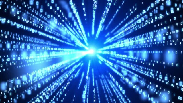 Digaital binary code falling technology background