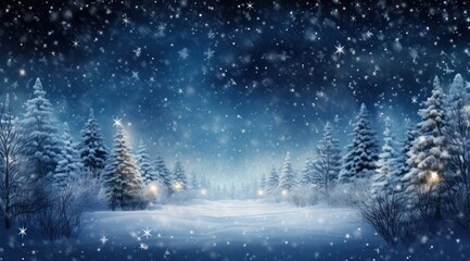 Fototapeta na wymiar Snowy Christmas Forest. Illustration AI Generative.