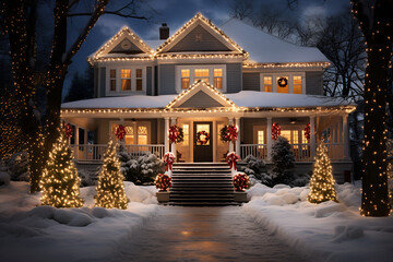 Lamas personalizadas con paisajes con tu foto house exterior christmas decorations in the snow