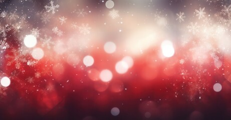 Red Christmas Lights Background. Illustration AI Generative.