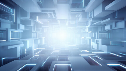 White abstract square shape with futuristic concept background