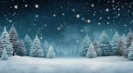 Snowy Christmas Forest. Illustration AI Generative.