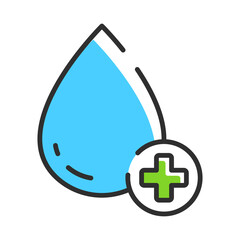 Medical water line icon. Clear water with medical sign line icon. Vector illustration icon
