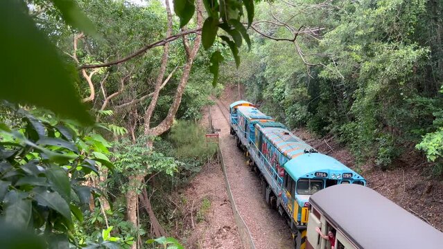 Kuranda Scenic Railway.a tourist railway service that operates along the heritage-listed Cairns-to-Kuranda railway line. Constructed in 1891, the line runs from Cairns, Queen