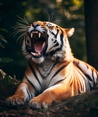 A Yawning Tiger in it's Natural Habitat