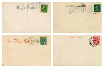 blank backs / backsides of run vintage / antique postcards from the US, France, Canada and England...
