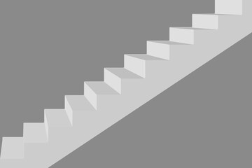 White staircase vector icon. Realistic vector icon isolated on gray background stair. Empty white stairs. Way upward.