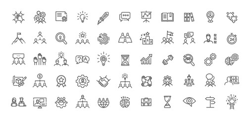 Teamwork Icons. Linear outline Icons. Vector illustration