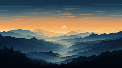 Fototapeta na wymiar Silhouette of mountains
