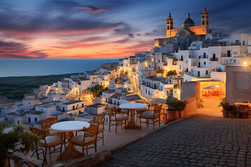 Sunset over Coastal Town