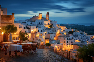 Greek Village at Night