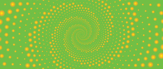 abstract green background with orange dot swirl 