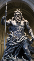 Fototapeta na wymiar A beautiful image of Poseidon, the god of the seas. Olympian God. Greek god. Mythology. Image managed by AI