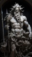 A beautiful image of Poseidon, the god of the seas. Olympian God. Greek god. Mythology. Image managed by AI