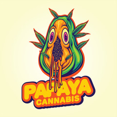 Delicious Papaya cannabis strain tropical flavor vector illustrations for your work logo, merchandise t-shirt, stickers and label designs, poster, greeting cards advertising business company