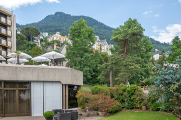 Fototapeta na wymiar Panorama of town of Montreux, Canton of Vaud, Switzerland