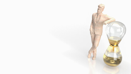 The man and sand clock for business concept 3d rendering