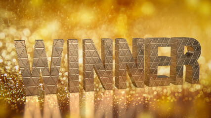 The gold winner text for background concept 3d rendering