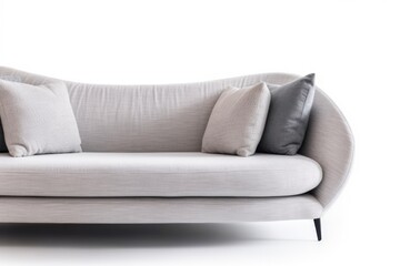 modern white couch with colorful pillows