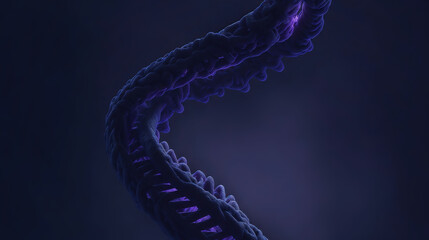 Purple DNA helix on a dark background