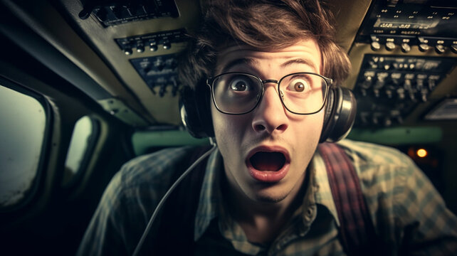 passenger has to fly the plane or make an emergency landing, panic attack in the cockpit, fictitious