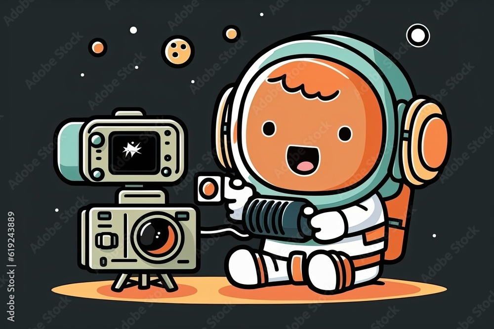 Poster an astronaut capturing a photograph in space. generative ai