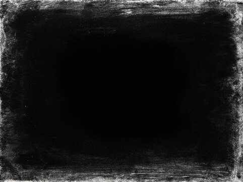 Dirty, scratched black chalkboard background. Grunge texture or frame.