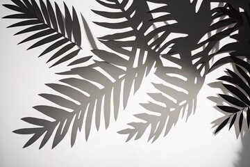 palm leafs shadow on a wall. Generative AI