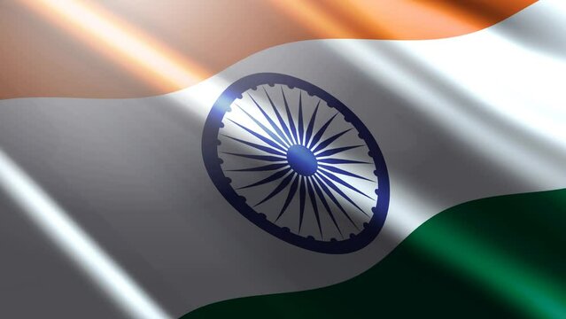 indian flag wave 3d animation footage background 4k. closeup