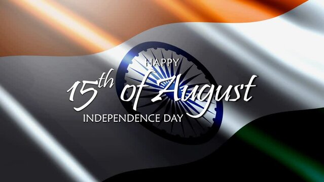 15th of august Independence Day of indian 2023 with text, letters animation footage clip. 4k