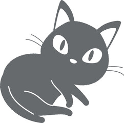 まったりする黒猫のベクターイラスト