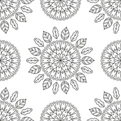 Coloring page for adults and children. Vector flower carpet.