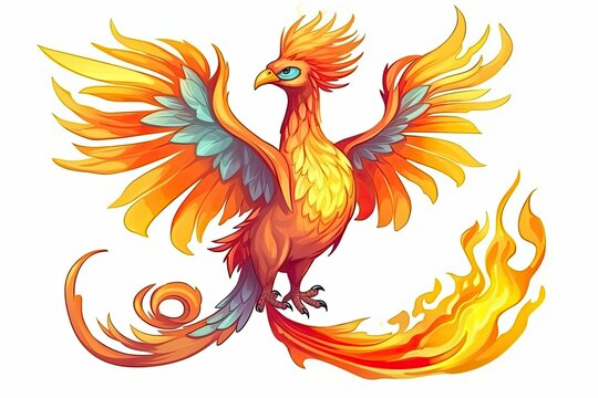 bird with fiery wings. Generative AI