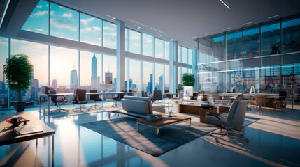 Modern skyscraper office with professional interior design