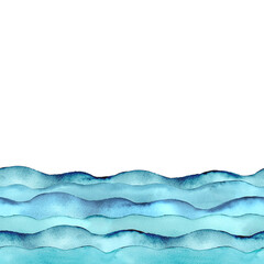 Watercolor wave sea ocean teal turquoise colored background.