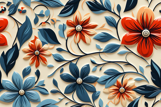 seamless floral pattern set Modern exotic design for paper, cover, fabric, interior decor and other users. Generative Ai
