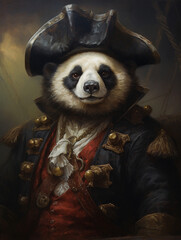 An Oil Painting Portrait of a Panda Dressed Up as a Pirate | Generative AI