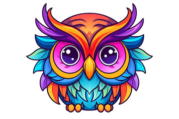 colorful owl illustration. Generative AI.
