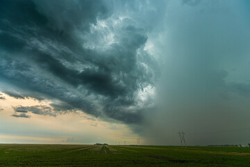 Fototapeta na wymiar Summer thunder storm clouds over the prairies 