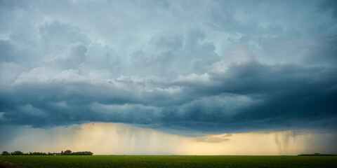 Summer thunder storm clouds over the prairies 