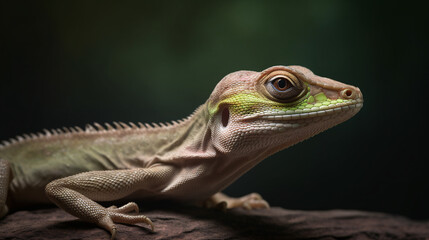 Fototapeta premium close up of iguana lizard reptile animal green generative ai