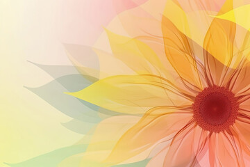 Fototapeta na wymiar Abstract summer flower on yellow minimalist background, copy space