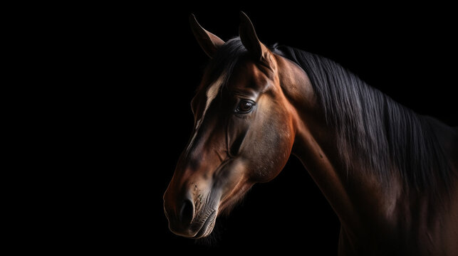 portrait of a horse animal brown farm generative ai