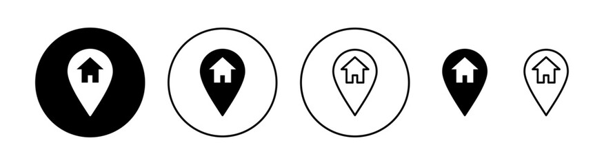 Address icon set for web and mobile app. home location sign and symbol. pinpoint